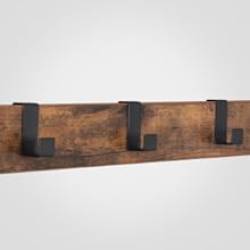 VASAGLE Cuier pentru haine, cu banc depozitare pantofi, 9 carlige detasabile, sina pentru haine, 34x72x183cm, industrial, maro rustic si negru