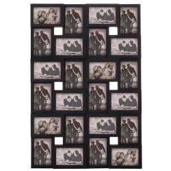 Rama foto de perete, colaj de 24 fotografii, 57x86cm, negru