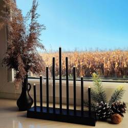 Sfesnic decorativ de Advent cu 9 lumanari LED, negru