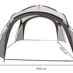 Pavilion gradina 350x350x230 cm, structura fibra de sticla, acoperis poliester impermeabil, gri cu alb