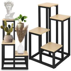 Stand pentru flori, cadru metalic, 4 etajere, 34x34x68 cm, bej