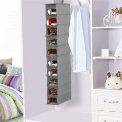 Organizator dulap Sersimo, 10 compartimente, textil, 120cm, gri