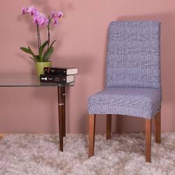 Set 4 huse universale pentru scaun, marime universala, poliester si spandex, 45 cm x 60 cm, carouri, gri inchis