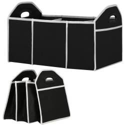 Organizator dulap Sersimo tip lada, 3 compartimente, textil, negru
