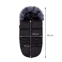 Sac iarna de bebelusi pentru carucior, marime universala, cu gluga, 90x45cm, negru