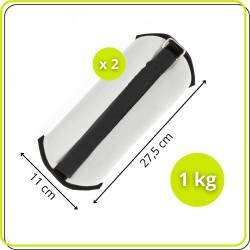 Greutati pentru incheietura mainii si glezna 2x1 kg, neopren si nisip fier, 28x11 cm, gri