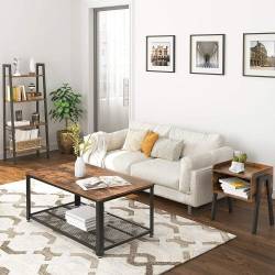 VASAGLE Noptiera cu compartiment de depozitare frontal deschis, MDF, 42x35x52cm, maro rustic