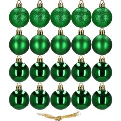 Set globuri de Craciun, 20 bucati, 3 modele, 4 cm, verde