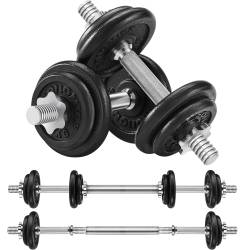 SONGMICS Set gantere si haltera reglabile, integral din otel, 20kg