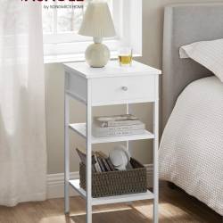 VASAGLE Noptiera cu sertar pentru dormitor, design scandinav, 35x35x70cm, alb