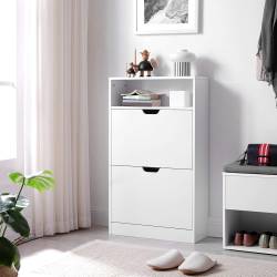 VASAGLE Dulap pantofi cu 3 usi rabatabile, pentru 8-12 perechi, 60x24x102 cm, alb