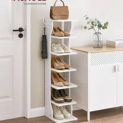 VASAGLE Raft de pantofi, pentru spatii inguste, 6 nivele, 30x26x110 cm, alb