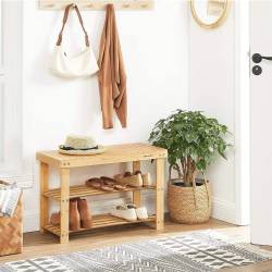 SONGMICS Raft de depozitare din bambus, cu 3 niveluri, 28x70x45cm, maro