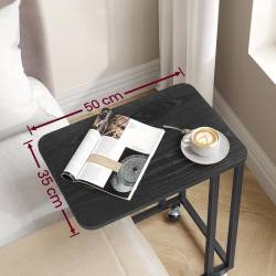 VASAGLE Masuta de cafea, cu cadru de otel si roti, stil industrial, 35x50x60 cm, negru