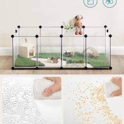 SONGMICS Tarc pentru animale mici rozatoare, din plastic, modulara, 125x63x42 cm, alb