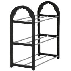 Pantofar PVC si metal, Sersimo cu 3 rafturi, 48x49cm, negru argintiu