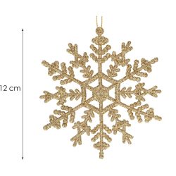 Decoratiune brad fulg de zapada, set 3 bucati, 12 cm, auriu