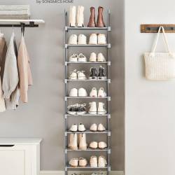 SONGMICS Suport pentru pantofi, cadru metalic cu 10 nivele, design personalizabil, 30x45x174cm, gri