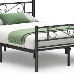 VASAGLE Cadru metalic de pat dublu, 140x190 cm, negru
