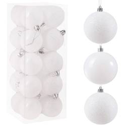 Set globuri de Craciun, 20 bucati, 8cm, alb perlat