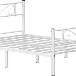 VASAGLE Cadru metalic de pat dublu, 140x190 cm, alb