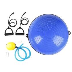 Minge fitness pentru echilibru, cu extensoare si pompa inclusa, 200kg, 57x25cm, albastru