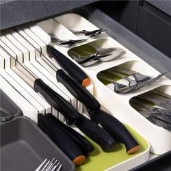 Organizator tacamuri sertar, 5 compartimente, 40x11x5,5cm, alb