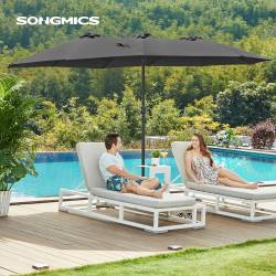 SONGMICS Umbrela de gradina dubla, cu manivela, 460 x 270 cm, gri