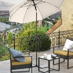 SONGMICS Umbrela terasa gradina sau plaja, cu inclinare, husa, diametru 200cm, bej