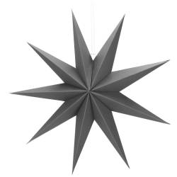 Stea decorativa 3D din hartie, cu 9 colturi, 60 cm, argintie