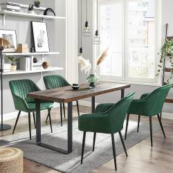 SONGMICS Scaun living tapitat din catifea cu cotiere, sarcina 120 kg, 63x60x85 cm, verde