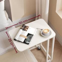 VASAGLE Masuta de cafea, cu cadru de otel si roti, stil industrial, 35x50x60 cm, crem