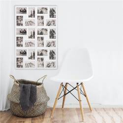 Rama foto de perete, colaj de 24 fotografii, 57x86cm, alb