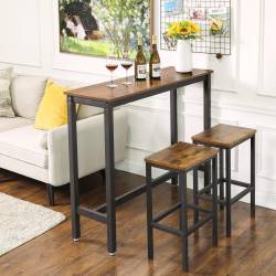 VASAGLE Masa de bar inalta, cadru metalic, design industrial, 120x40x100cm, maro rustic