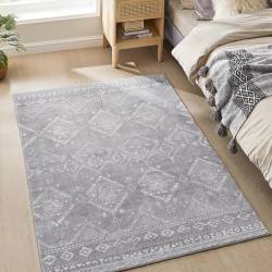 SONGMICS Covor decorativ antiderapant, stil boho, lavabil la masina, 120×170 cm, gri