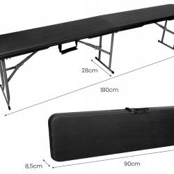 Banca pliabila pentru gradina sau catering, HDPDE, 180x28x43cm, negru