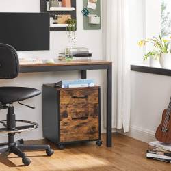 VASAGLE Dulap mobil tip rollbox pentru birouri, cu 2 sertare, stil industrial, 41x40x55cm, maro rustic