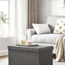 SONGMICS Taburet pliabil cu sezut moale, spatiu de depozitare 80litri, maxim 300kg, 76x38x38cm, gri inchis