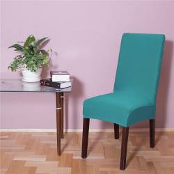 Set 4 huse universale pentru scaun, marime universala, poliester si spandex, 45 cm x 60 cm, albastru marin
