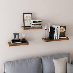 VASAGLE Raft de perete suspendat plutitor, MDF, sistem montare inclus, 80x20x4cm, vintage maro