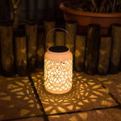 Felinar decorativ solar, LED, pentru exterior, 12x12x18.5cm, alb