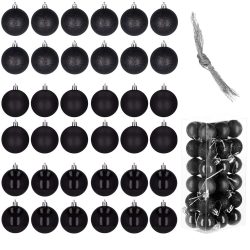 Set globuri de Craciun, 36 bucati, 3 modele, 3 cm, negru