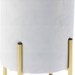 Taburet rotund, tapitat cu stofa, picioare otel, sarcina 100kg, 28x42cm, gri