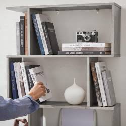 Biblioteca pentru living, dormitor sau birou, cu 6 rafturi pentru organizarea cartilor si expunerea decoratiunilor, design geometric, 70x24x192 cm, gr