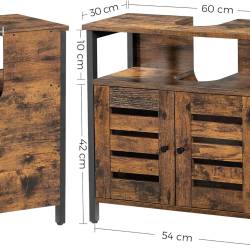 VASAGLE Dulap baie baza lavoar, cu 2 usi, 2 rafturi, 60x30x60 cm, maro rustic