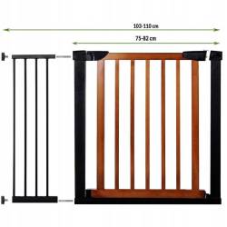 Poarta de siguranta Safety Gate pentru scari, ajustabila 103-110 cm, din otel si lemn, negru maro