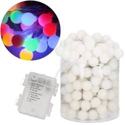 Instalatie bile luminoase pentru gradina, 7,5 metri, 50 LED-uri, cu baterii, multicolor