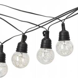 Ghirlanda luminoasa decorativa pentru exterior, alimentare la priza, 10 metri, 10 becuri LED cu iluminare calda 3000K, IP44