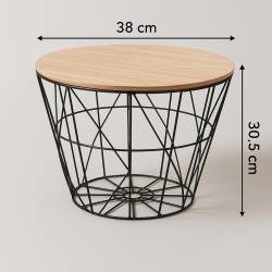 Masuta cafea rotunda Atmosphera Kumi, 38x30 cm, negru