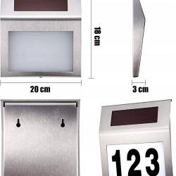 Lampa solara LED afisare numar de casa, inox, kit montare inclus, 20x18x3 cm